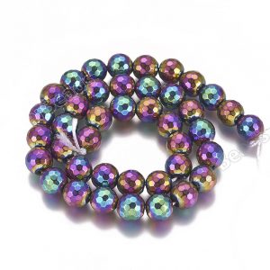 Rainbow Faceted Hematite Beads