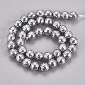 Silver Hematite Facet Beads