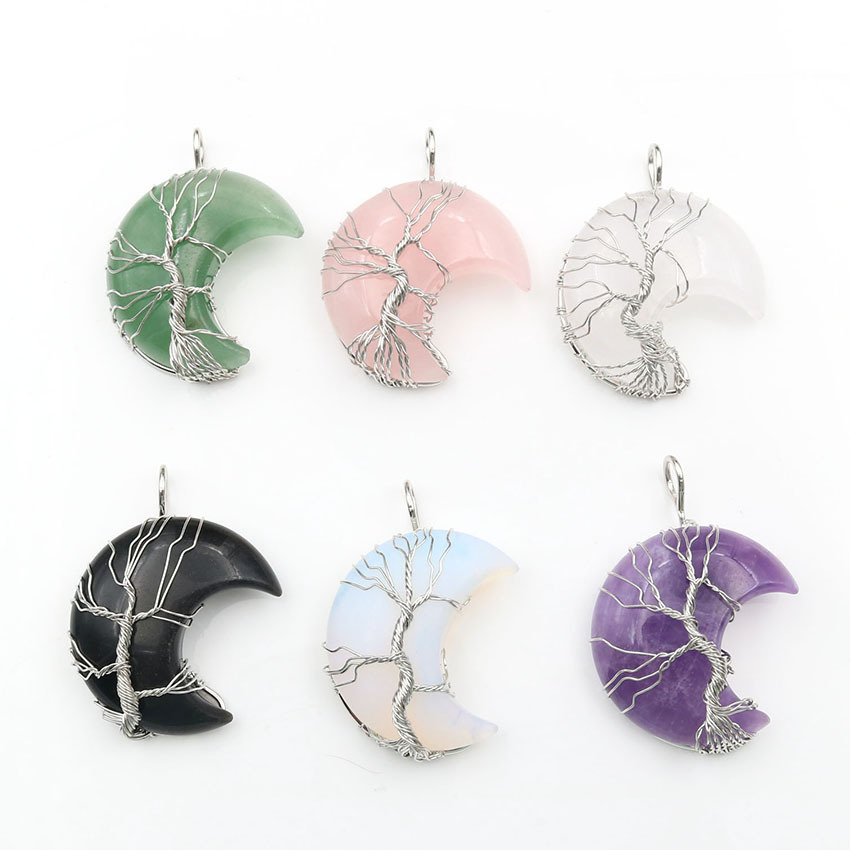 Wire Wrap Moon Stone Pendant