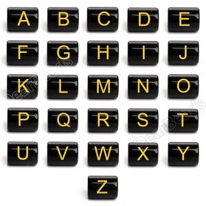 Black Stone Letter Beads