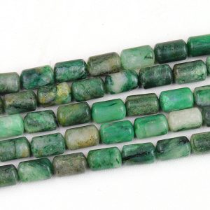 African Green Jade Tube Beads