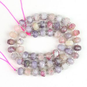Rose Tourmaline Rondelle Beads