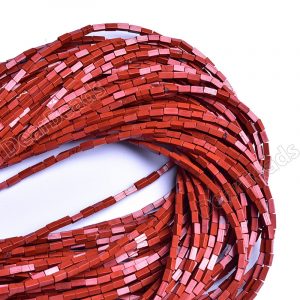 Red Jasper Square Tube Beads
