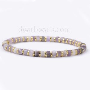Amethyst Hematite Heishi Bracelet