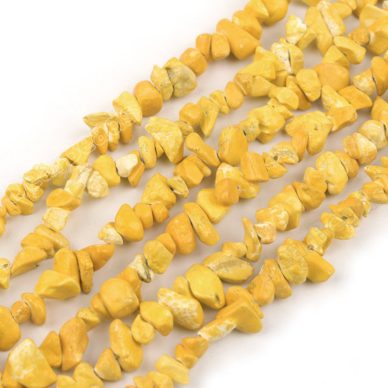 Yellow Howlite Chips Beads