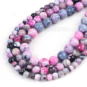 Black Pink Fire Agate Beads