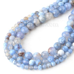 Blue White Fire Agate Beads
