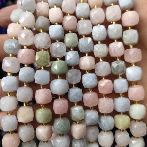 Morganite Faceted Cube Beads