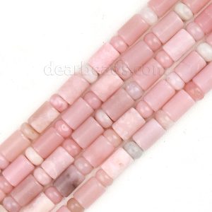 Pink Opal Tube Rondelle Beads