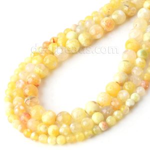 Yellow Crackle Fire Agate Beads