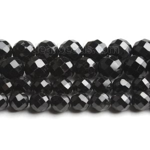 Faceted Black Tourmaline Beads