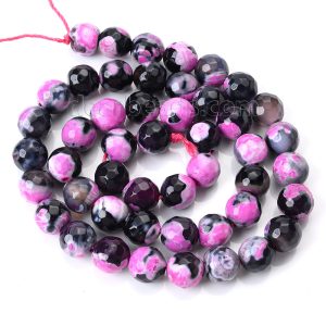Faceted Pink Fire Agate Beads