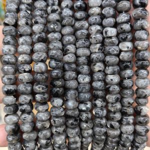 Larvikite Faceted Rondelle Beads
