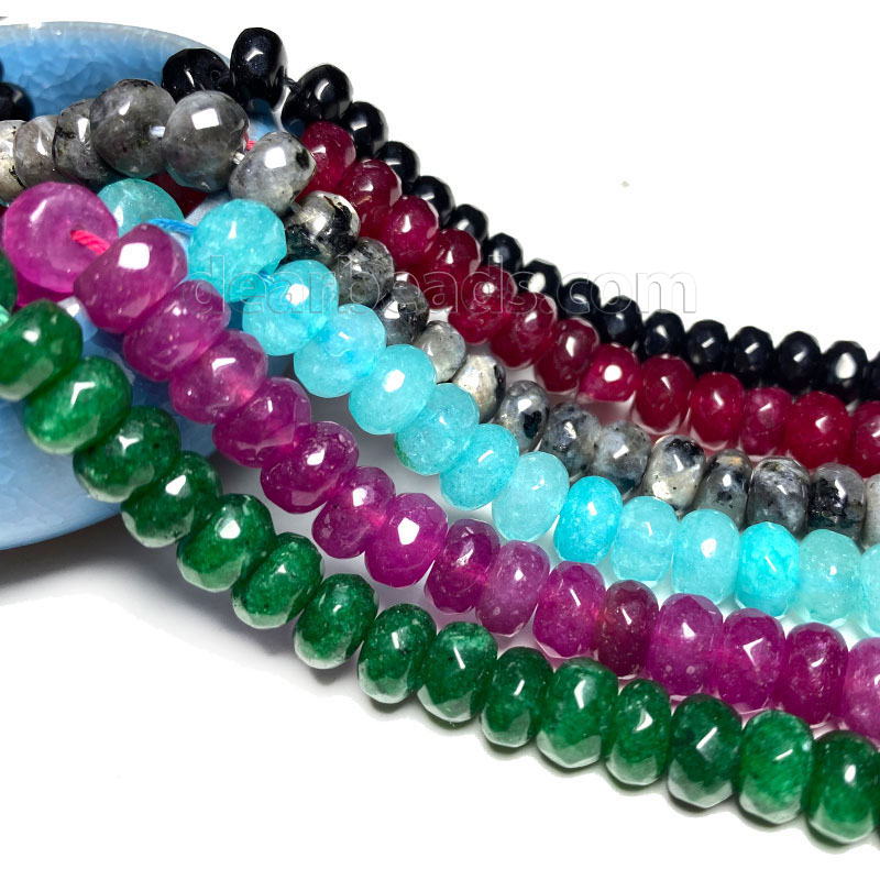 Rondelle Faceted Jade Beads