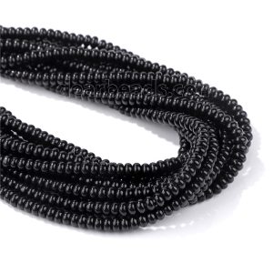 Black Obsidian Rondelle Beads