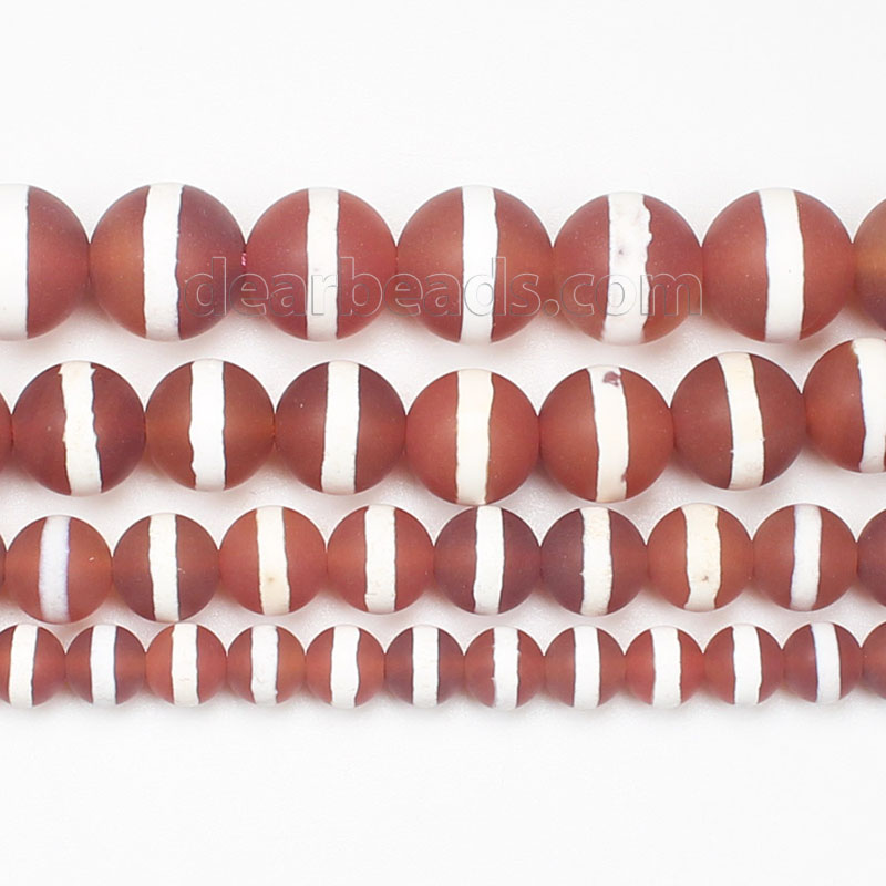 Matte Red DZI Agate Beads