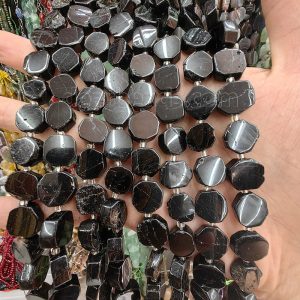 Black Tourmaline Slice Beads