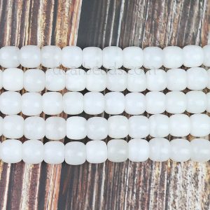 White Jade Barrel Beads