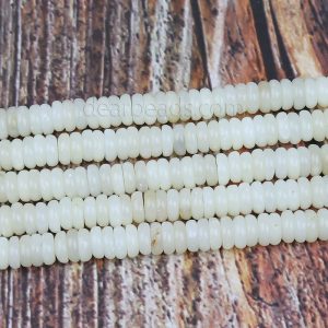 White Serpentine Rondelle Beads