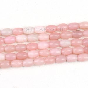 Natural Peruvian Pink Opal Beads, Round Tube, about 6x9mm, Length about  7.5” / 15”