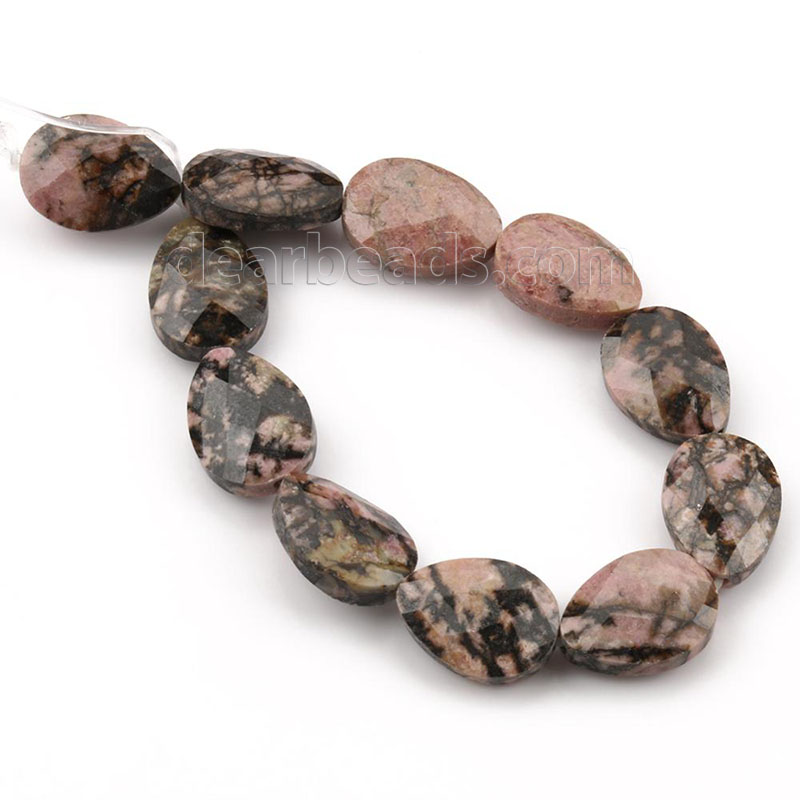 Rhodonite Faceted Water Drop Beads