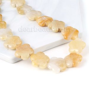 Yellow Jade Flower Beads