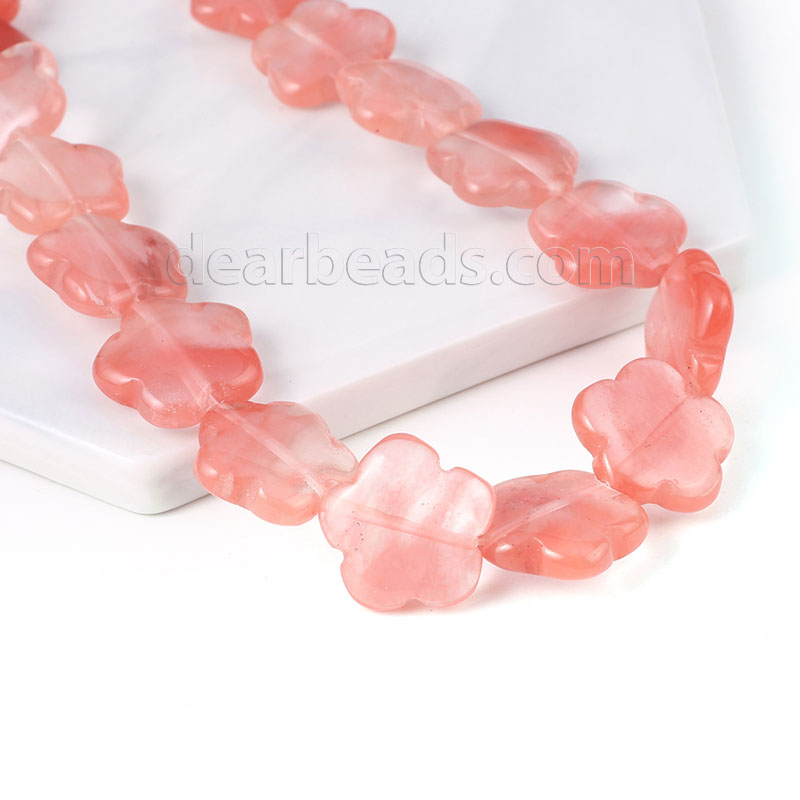 Cherry Quartz Flower Beads
