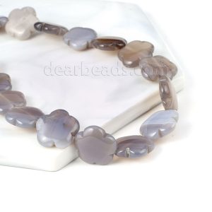 Gray Agate Flower Beads