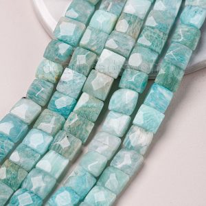 Amazonite Faceted Flat Square Beads
