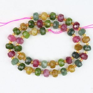 Rainbow Tourmaline Faceted Rondelle Beads