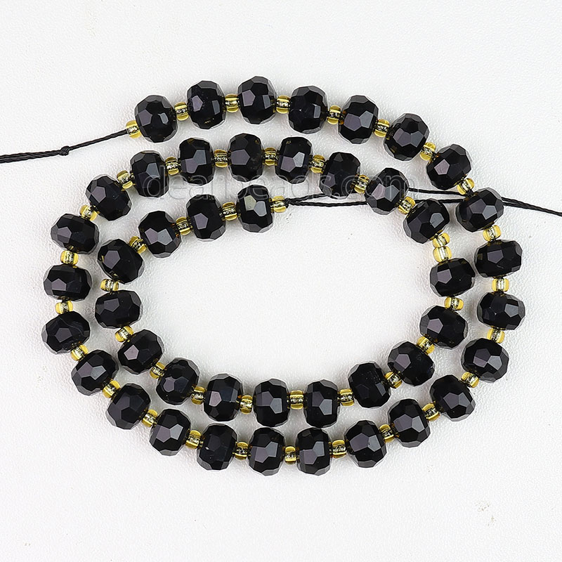 Faceted Rondelle Black Onyx Beads
