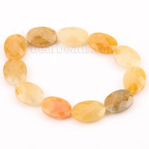 Yellow Jade Faceted Oval Beads