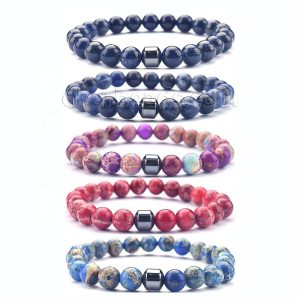 Gemstone and Hematite Bracelets