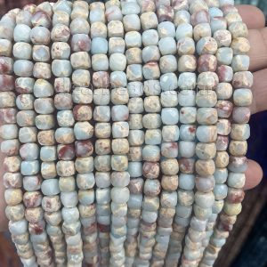Aqua Terra Jasper Faceted Cube Beads