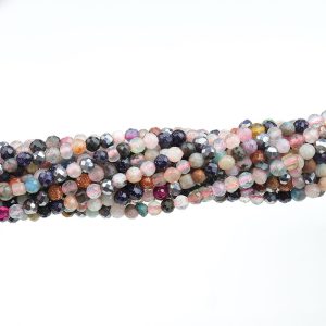 Faceted Mixed Stone Beads 3mm