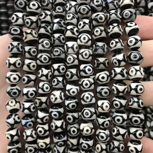 Black DZI Agate Beads with Eye