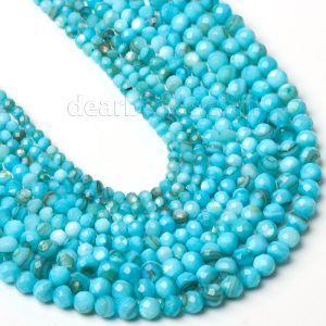 Faceted Blue Shell Beads