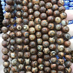 Matte Tibetan Dzi Agate Beads