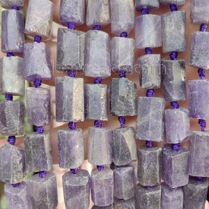 Raw Amethyst Tube Beads