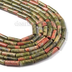Unakite Round Tube Beads