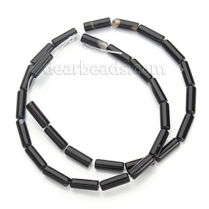 Black Agate Tube Beads