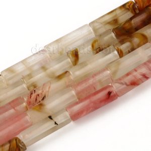 Fire Cherry Quartz Tube Beads