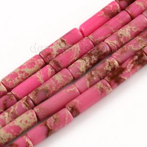 Pink Imperial Jasper Tube Beads