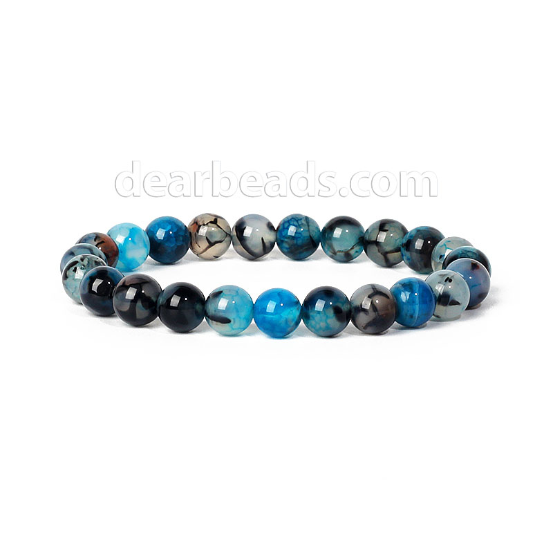 Blue Dragon Vein Agate Bracelet Stretch Bracelet 6mm 8mm 10mm 12mm Priced 2pcs pack