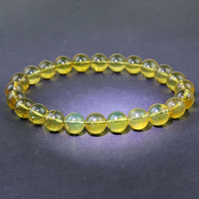 Natural Blue Amber Beads Bracelet 7 8mm Stretchable Bracelets Priced 1pcs